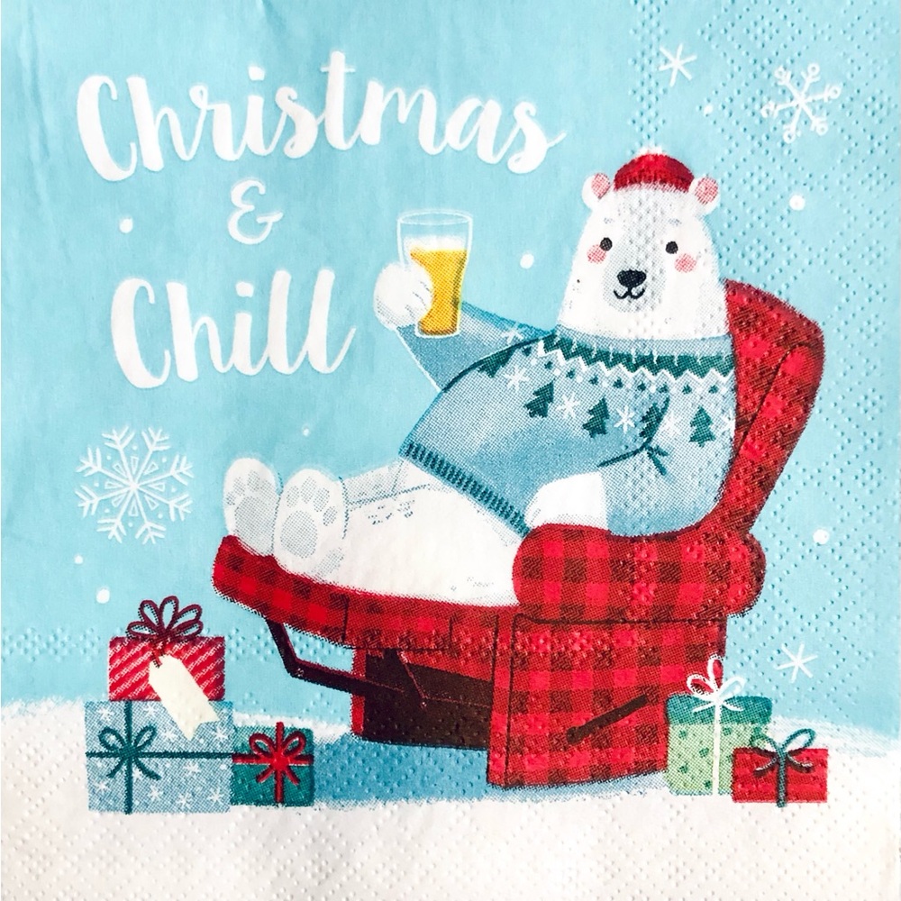 Clementine Two (2) INDIVIDUAL Christmas Polar Bear Cocktail Decoupage Napkins